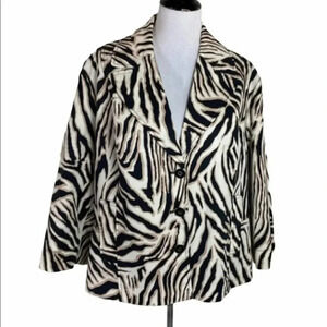 Rafaella Women's 2X‎ zebra print 3 button stretch blazer Mob Wife Classic